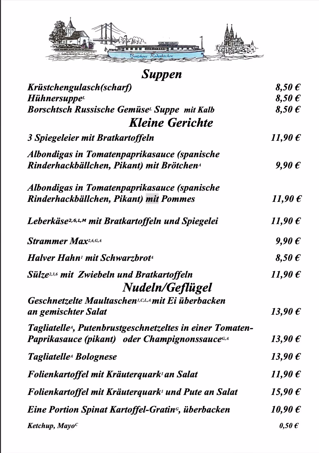 Speisen Suppen, Nudeln/Geflügel